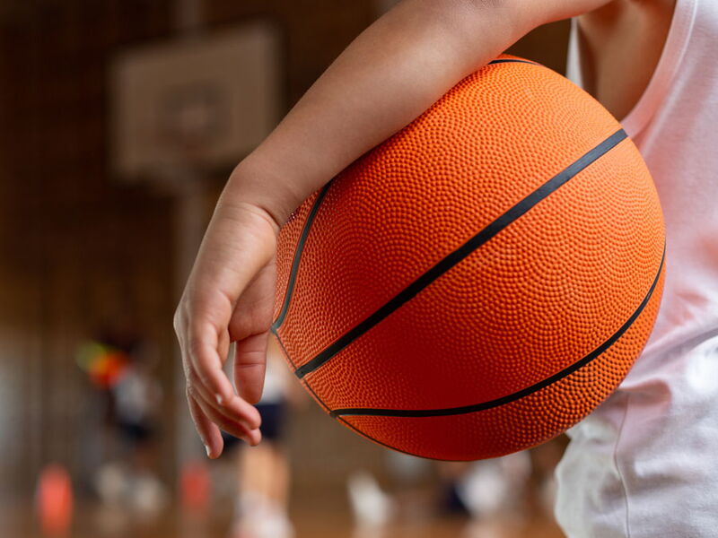 Kid with a basketball