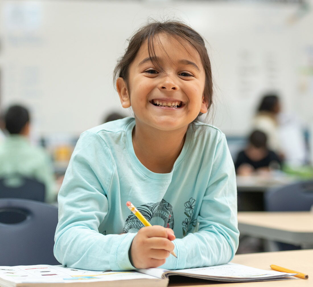 Young girl in class